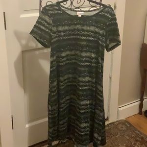 LuLaRoe Jessie swing dress, black and green, pockets! Size small, lightly worn